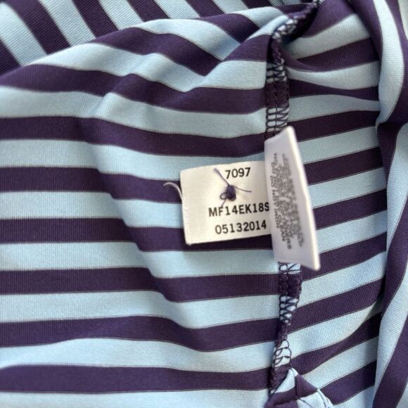 Peter Millar Summer Comfort Golf Polo Size L Blue Purple Stripe Bearpath Logo - Picture 11 of 12